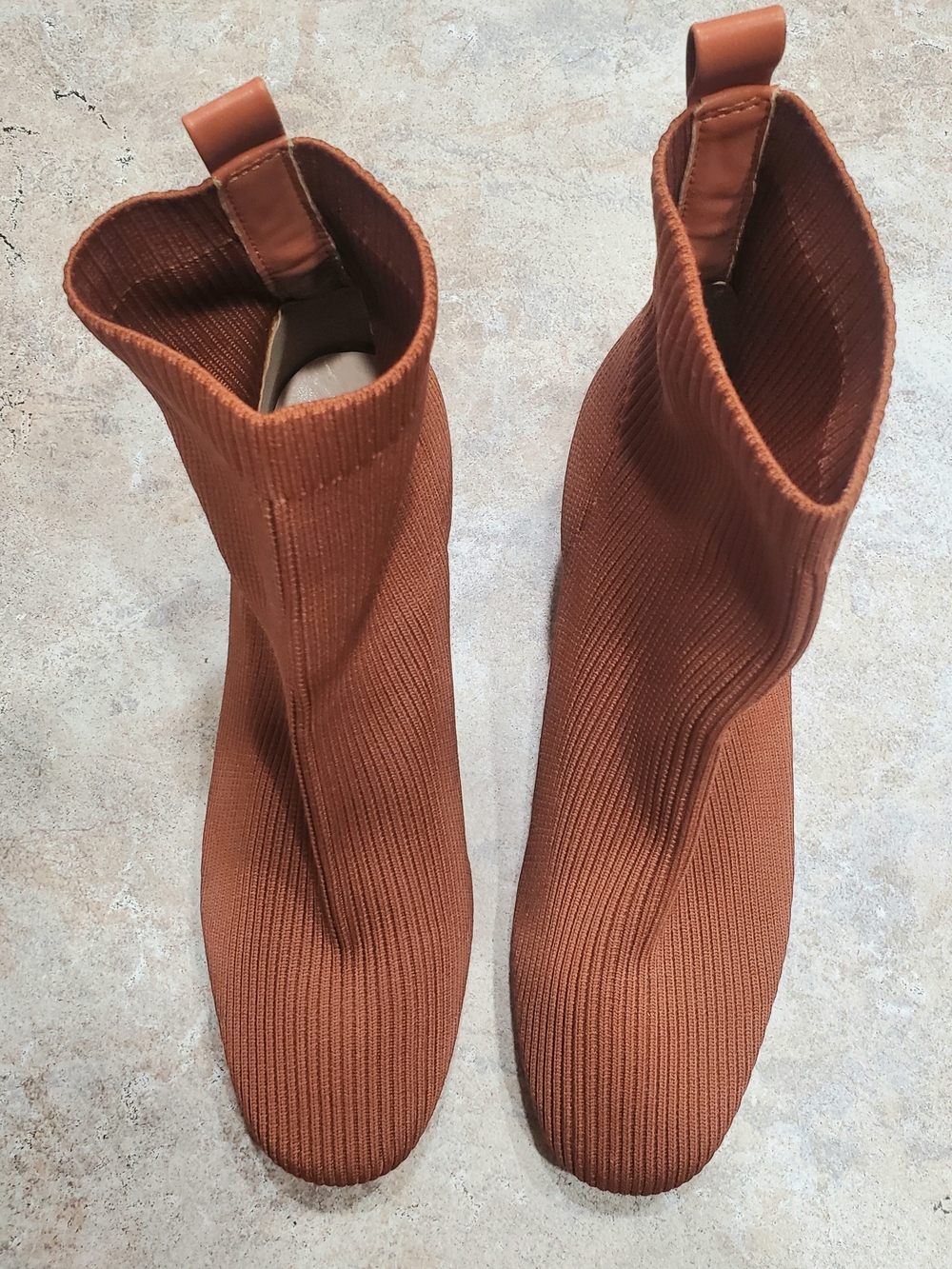 Joie Rust Brown Knit Sock Ankle Booties